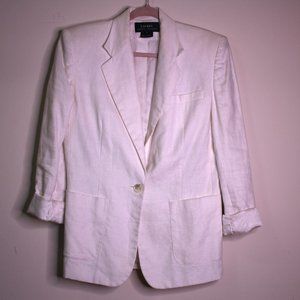LAUREN by Ralph Lauren Classic 100% Linen White Blazer